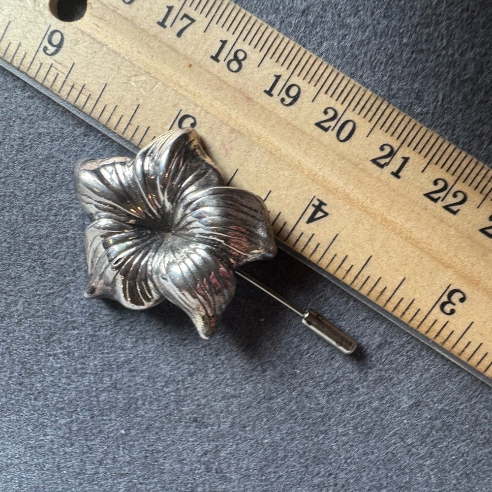 Vintage Sterling Silver Floral Stick Pin 6.4g - Picture 6 of 11